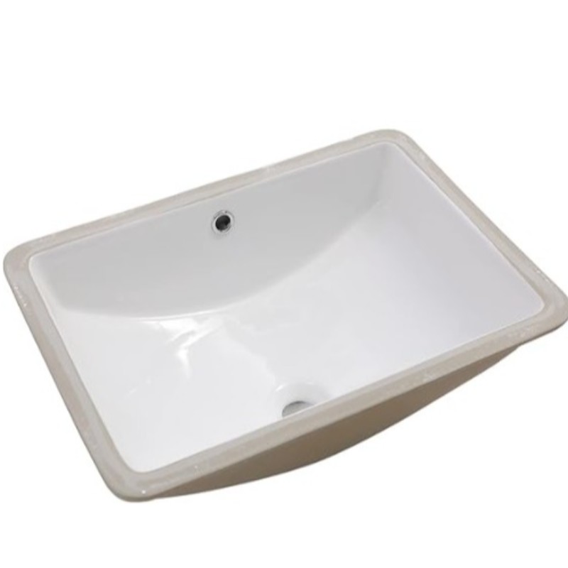 White Ceramic Rectangle Undermount Bathroom Sink