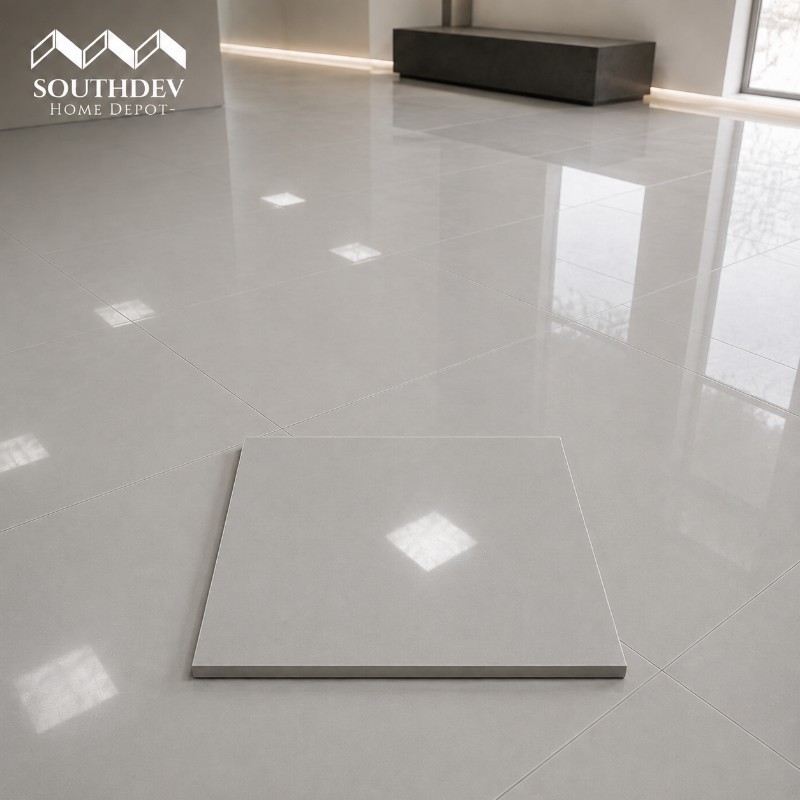 Solid Light Gray Polished Tiles