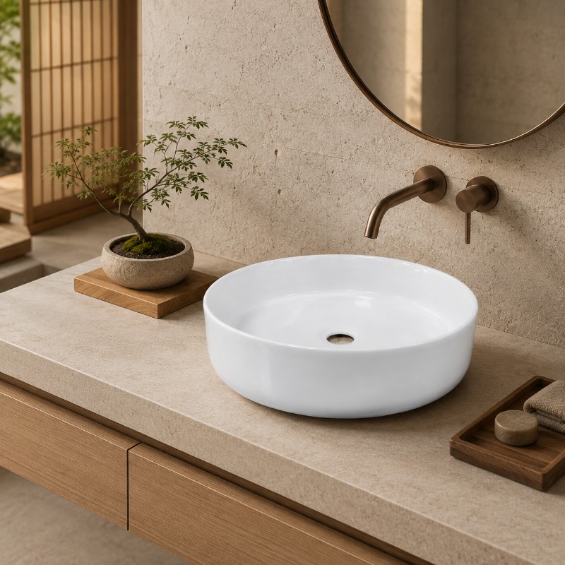 White Ceramic Vessel Sink