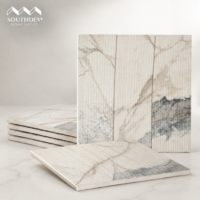 Reeded Marble-Look Tiles