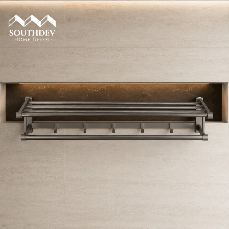 Gunmetal Folding Towel Rack