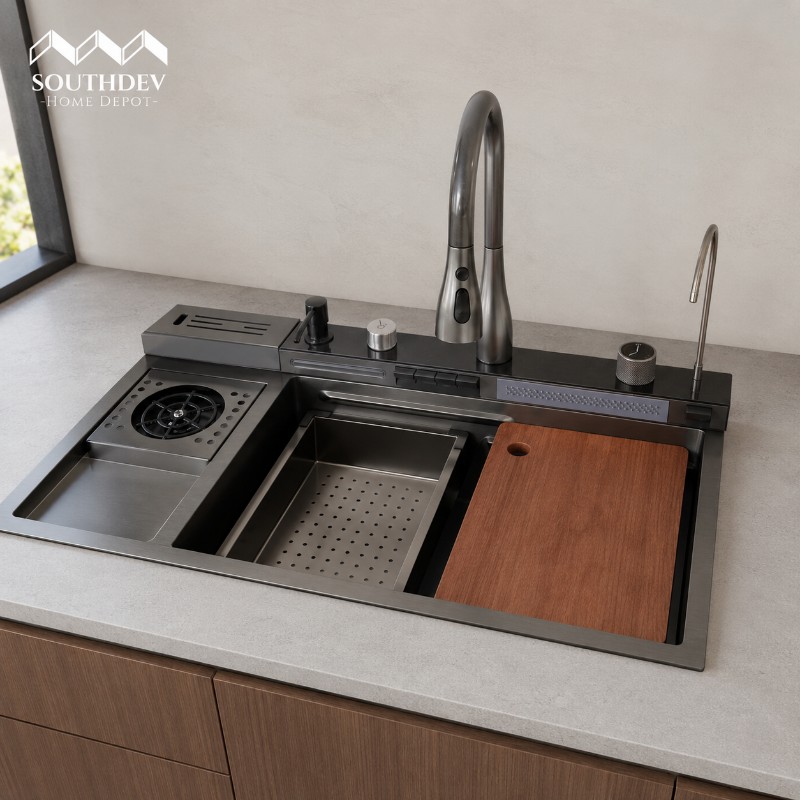 Gunmetal Workstation Sink