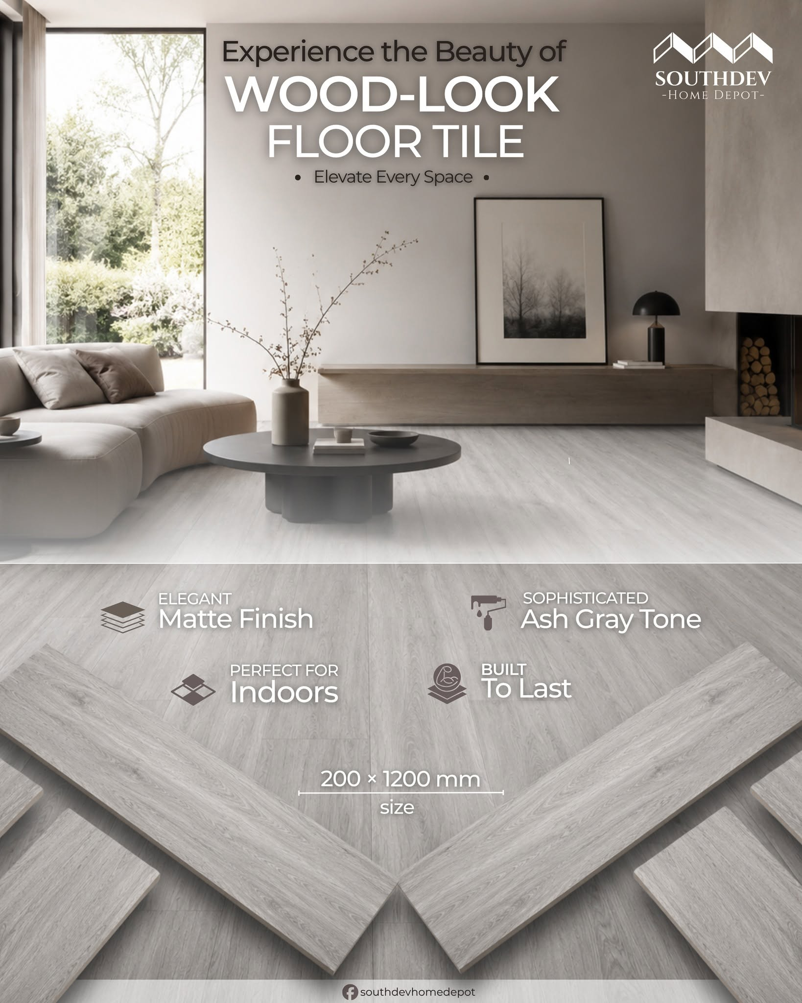 Warm timber aesthetics, tile durability